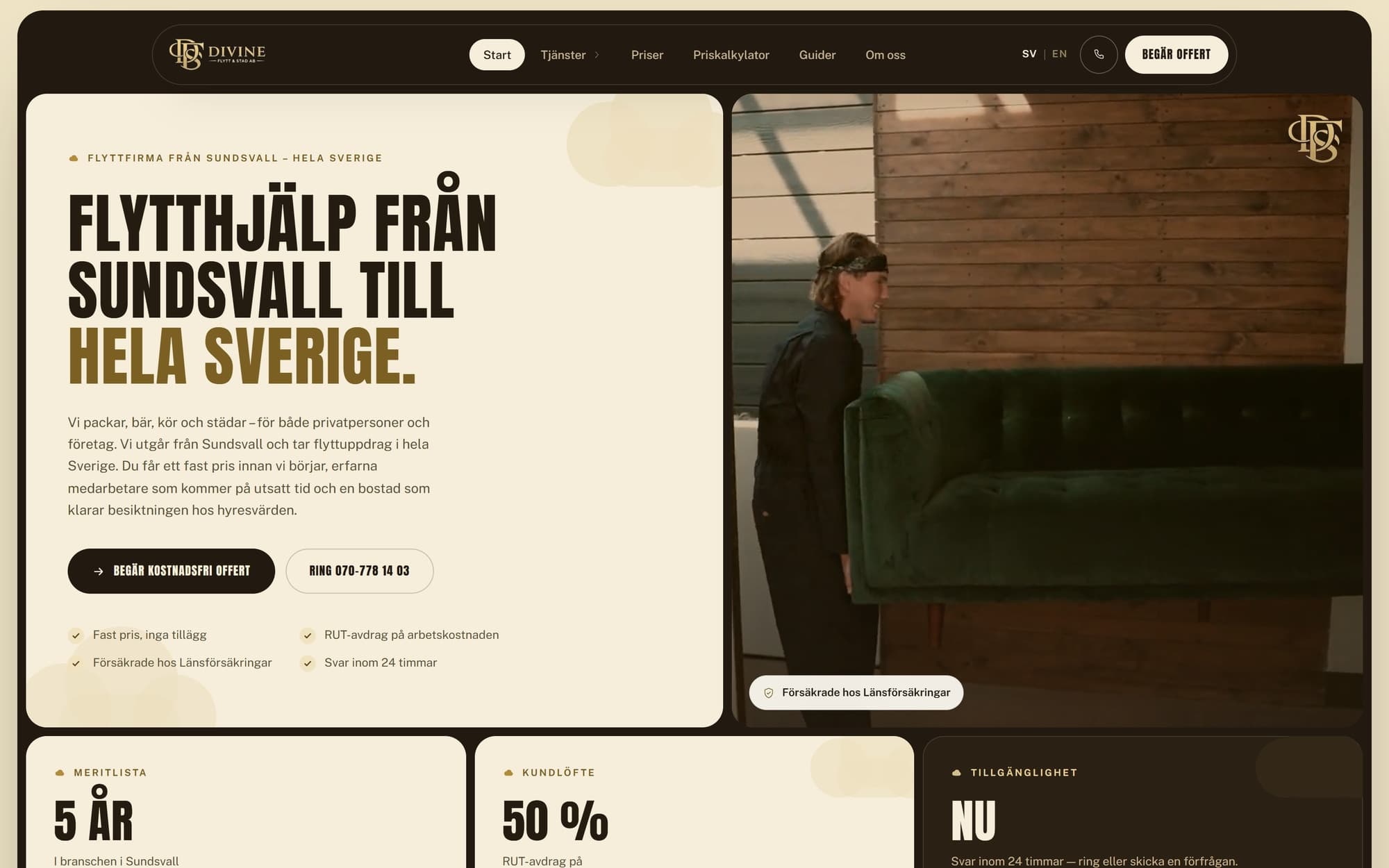 Skärmbild av Divine Flytt & Städ
